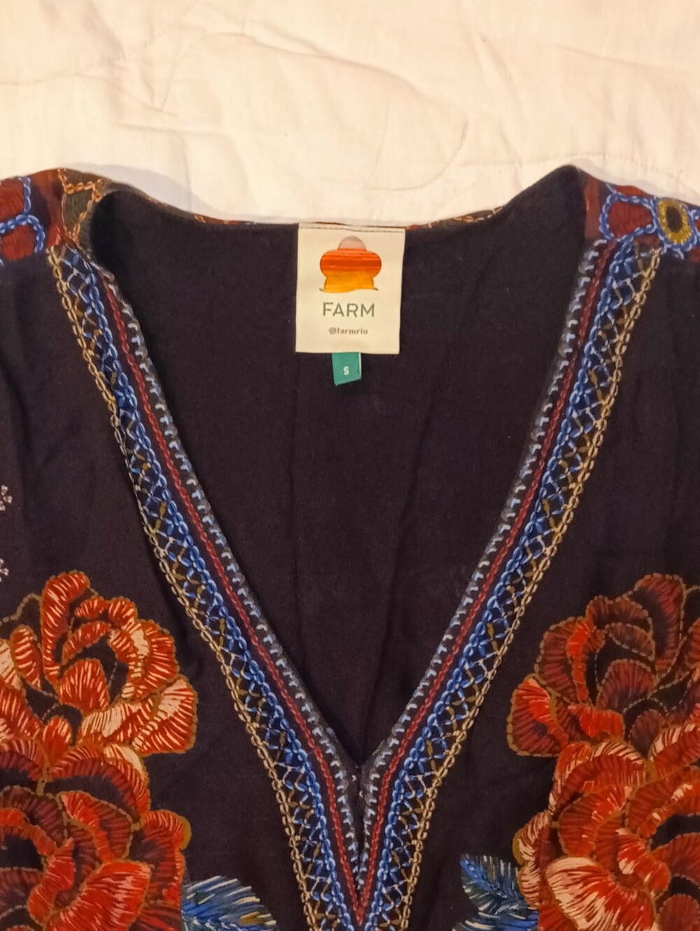Last Chance! Unique Farm Rio Boho Maxi Puff Sleeve Feminine Look Sz S - Picture 4 of 6